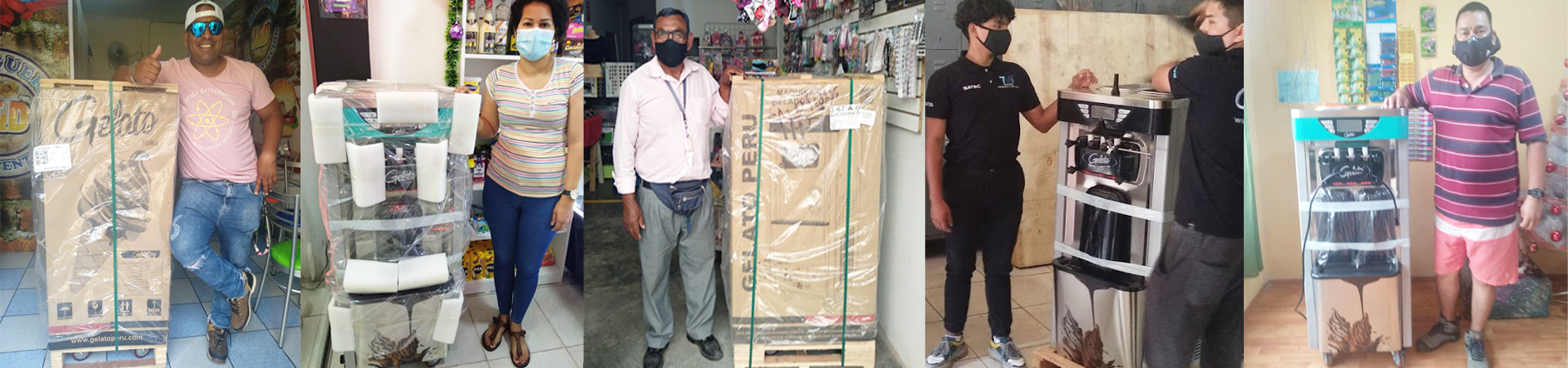 Nuestros clientes recibiendo sus máquinas de helados a domicilio nivel nacional
